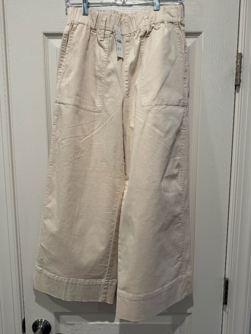 J. Crew Pull On Wide Leg Chino Pant Elastic Waist, NWT, Petite Medium